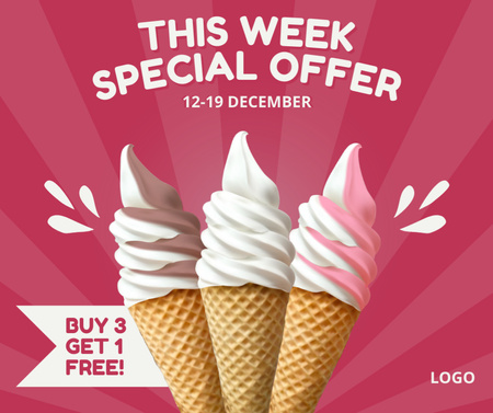 Ontwerpsjabloon van Facebook van Special Offer of Sweet Dairy Ice Cream