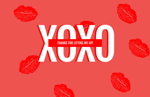 Plantilla de diseño de Thankful Phrase with Red Lips Thank You Card 5.5x8.5in 