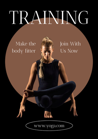 Yoga Studio Advertisement with Woman in Lotus Position Poster Tasarım Şablonu