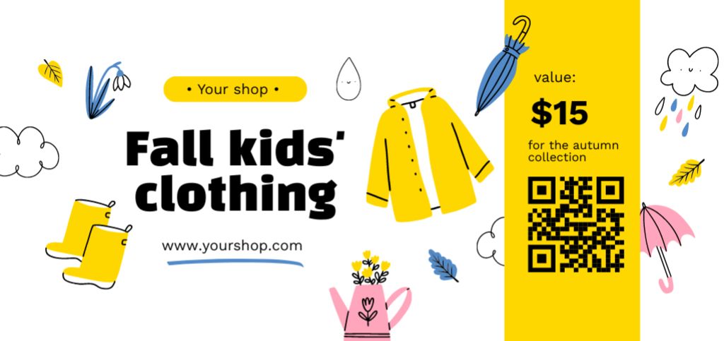 Kids' Clothing Sale Announcement Coupon Din Large Modelo de Design