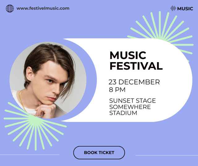 Announcement about Concert at Musical Festival Facebook Design Template