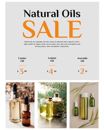 Organic Cosmetic Oils Sale Poster 16x20in Design Template