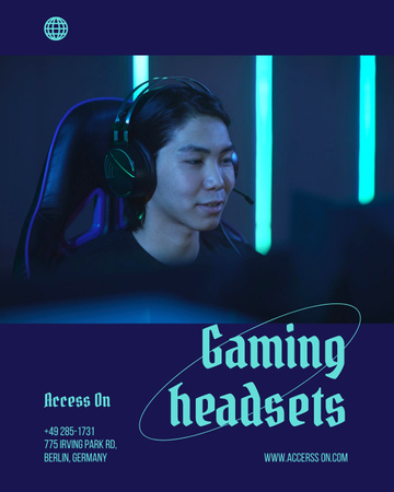 Plantilla de diseño de Gaming Headsets Sale Ad Poster 16x20in 