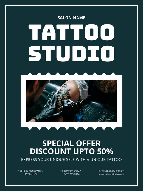 Personalized Tattoos In Studio With Discount Offer Poster US tervezősablon
