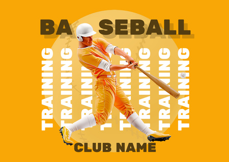 Baseball Training Club Advertisement Postcard Design Template