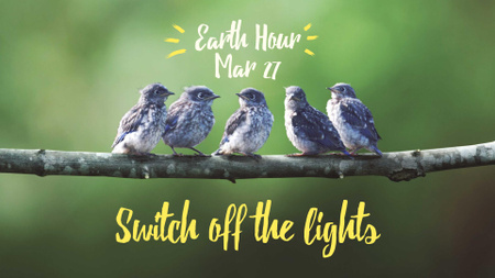 Earth Hour Announcement with Birds on Branch FB event cover Modelo de Design