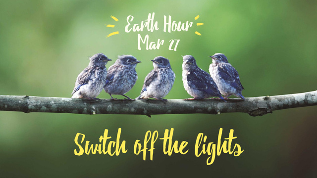 Modèle de visuel Earth Hour Announcement with Birds on Branch - FB event cover
