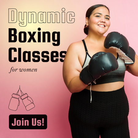 Oferta de aulas dinâmicas de boxe para mulheres Animated Post Modelo de Design