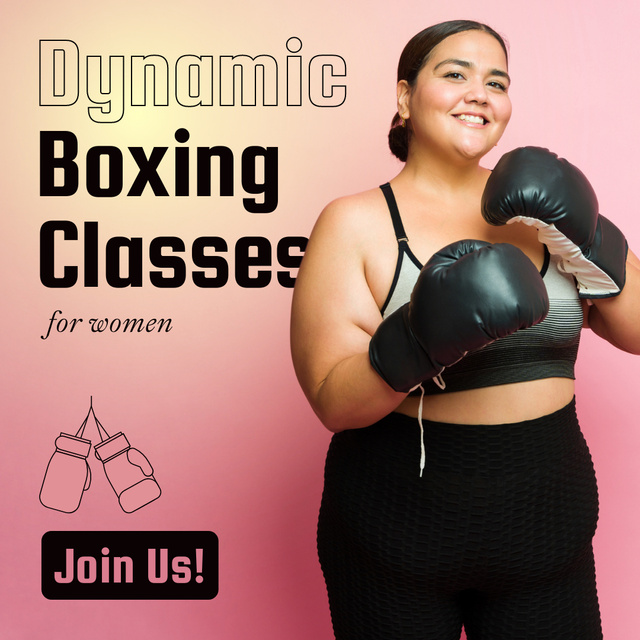 Dynamic Boxing Classes For Women Offer Animated Post Modelo de Design