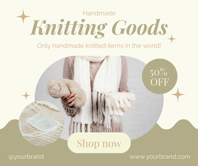 Designvorlage Knitting Supplies Sale für Facebook