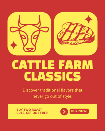 Meat from Cattle Farm Instagram Post Vertical Design Template