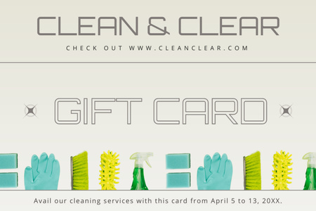 Customized Cleaning Services Voucher With Equipment Gift Certificate Design Template