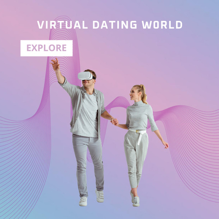 Designvorlage Entdecken Sie die virtuelle Dating-Welt für Instagram