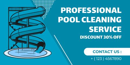 Professional Cleaning of Water Pools Twitter Design Template