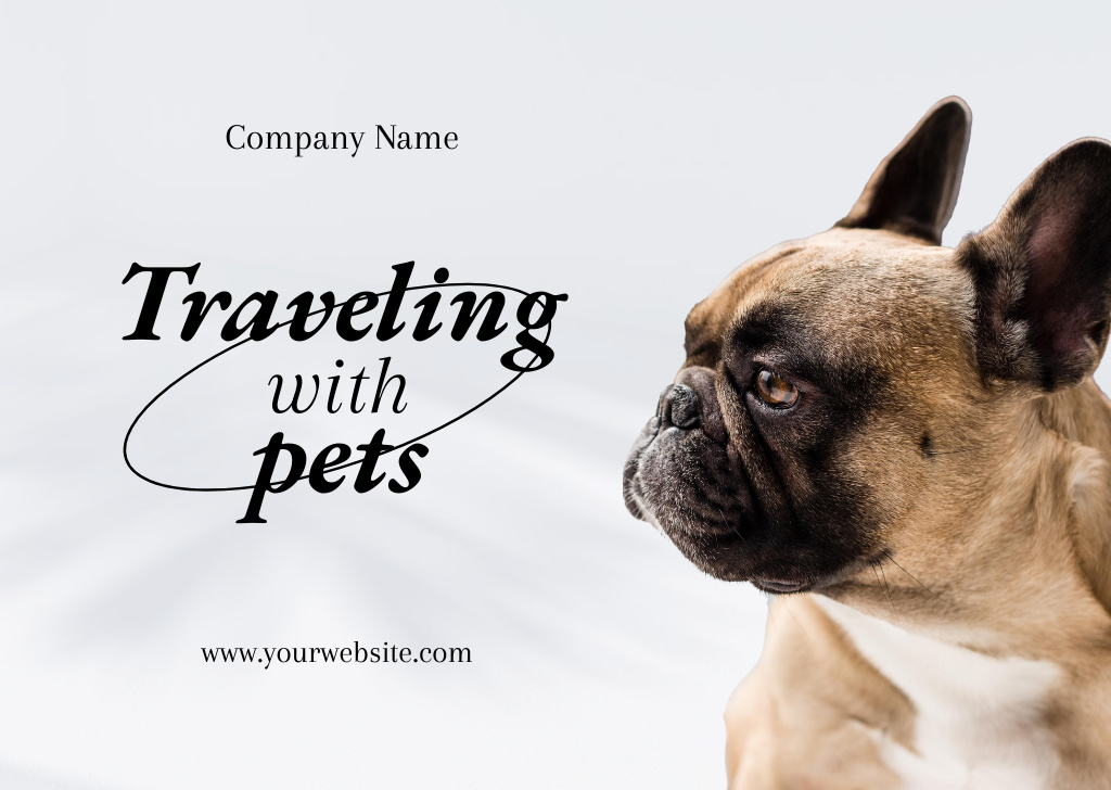 Pet Journey Planner with Cute French Bulldog Flyer A6 Horizontal Πρότυπο σχεδίασης