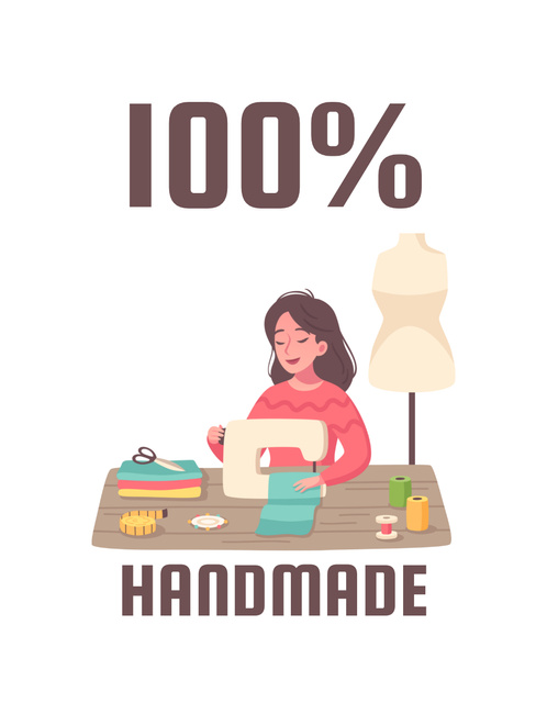 Handmade Sewing Goods With Tools T-Shirt Design Template
