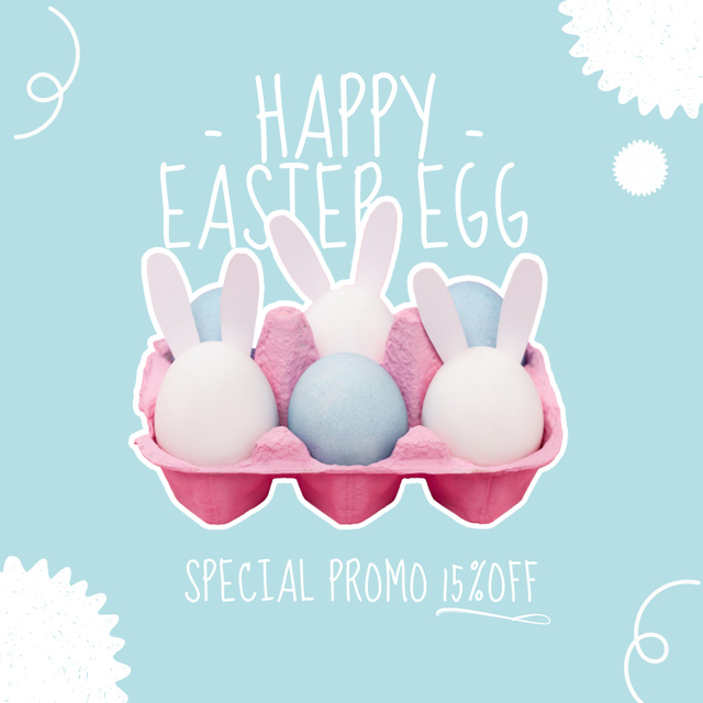 Easter Promo with Decorative Easter Bunnies in Egg Tray Instagram Šablona návrhu