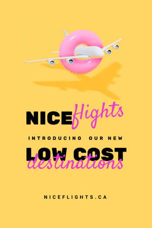 Travel Tour Offer with Plane in Pink Ring Flyer 4x6in Design Template