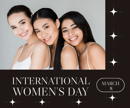 Kauniita hymyileviä naisia kansainvälisenä naistenpäivänä Facebook Design Template