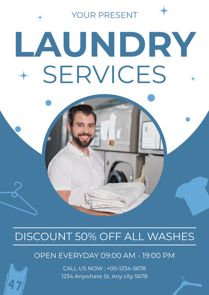 Template di design Offer Discounts on Laundry Service Poster