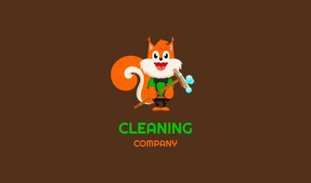 Cleaning Services Offer with Funny Squirrel Business card – шаблон для дизайна