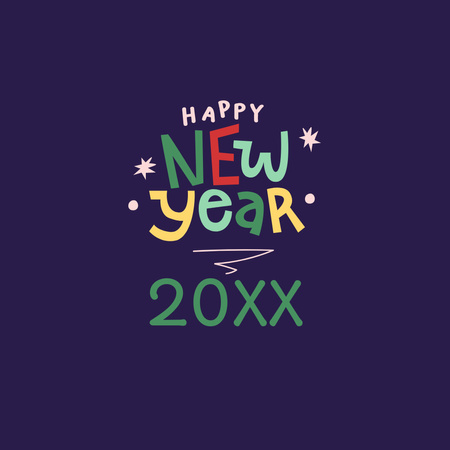 Happy New Year Greeting With Illustration Instagram Design Template