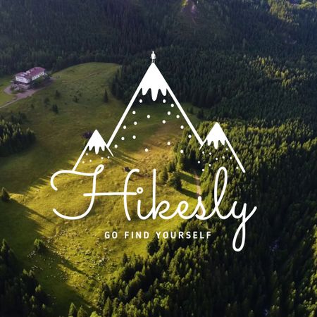 Platilla de diseño Adventurous Hiking Tours Offer with Mountains Landscape Animated Logo