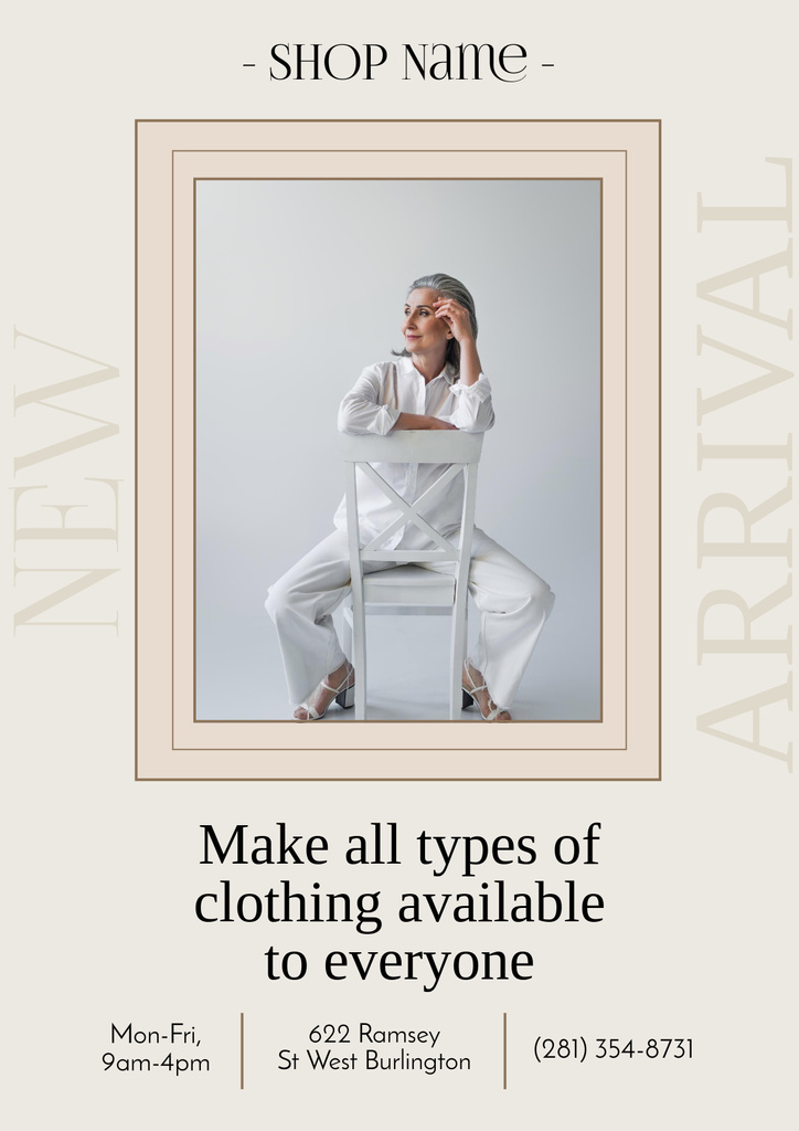 Stylish Senior Woman in White Outfit Poster Πρότυπο σχεδίασης