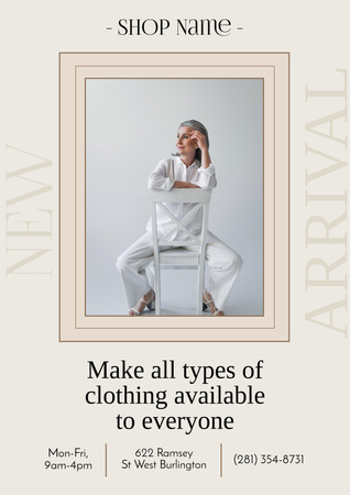 Stylish Senior Woman in White Outfit Poster Design Template