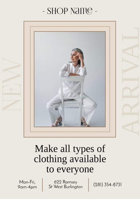 Designvorlage Stylish Senior Woman in White Outfit für Poster