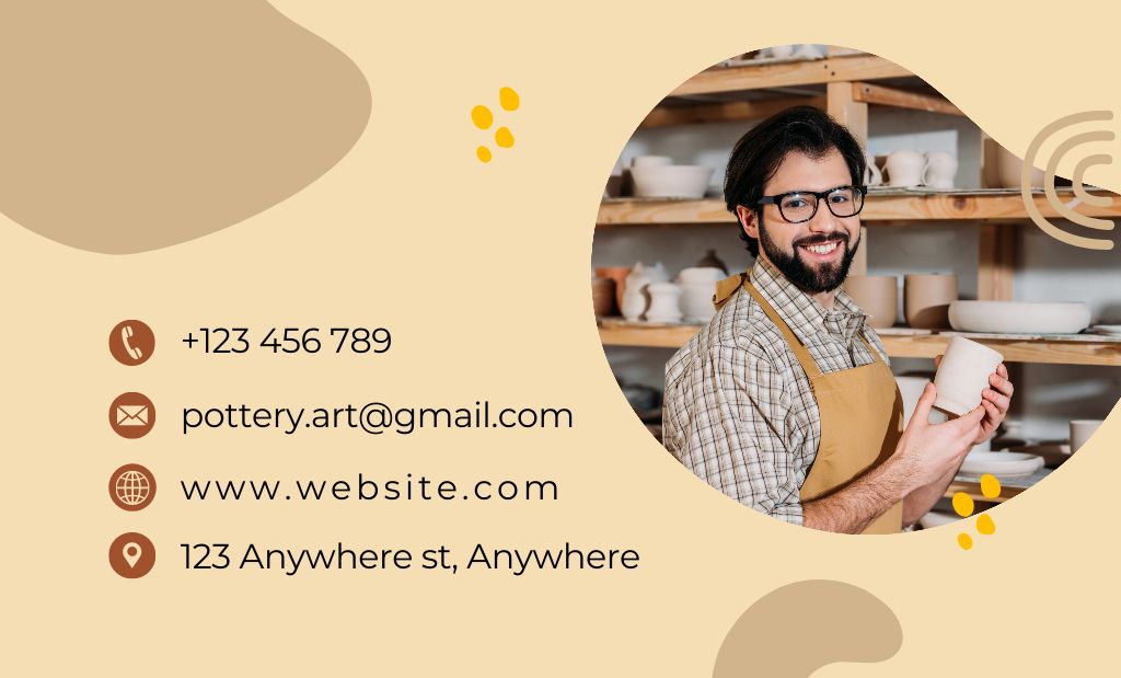 Platilla de diseño Pottery Workshop Offer on Beige Business Card 91x55mm