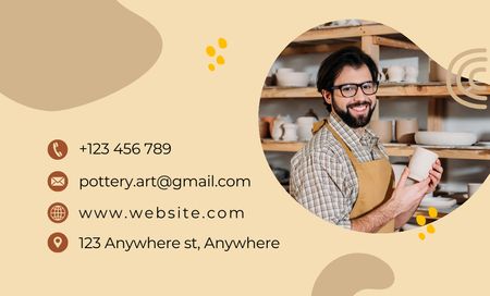Designvorlage Pottery Workshop Offer on Beige für Business Card 91x55mm