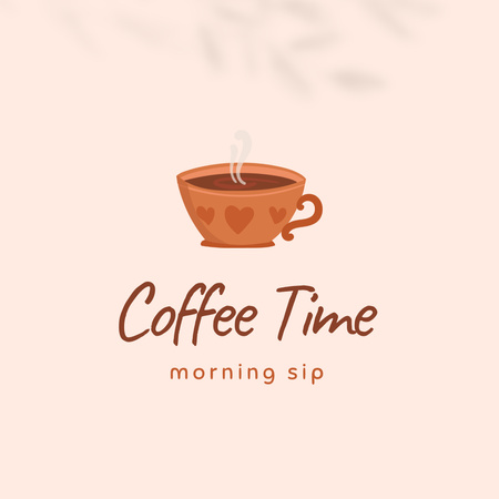 Time to Drink Cup of Aromatic Coffee Logo Design Template