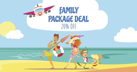 Happy Funny Family on Beach Facebook AD Design Template