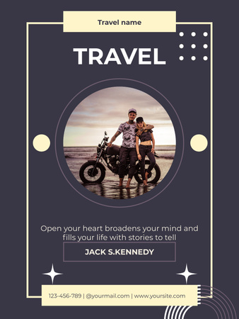 Template di design Testo di motivazione di viaggio con coppia in moto Poster US