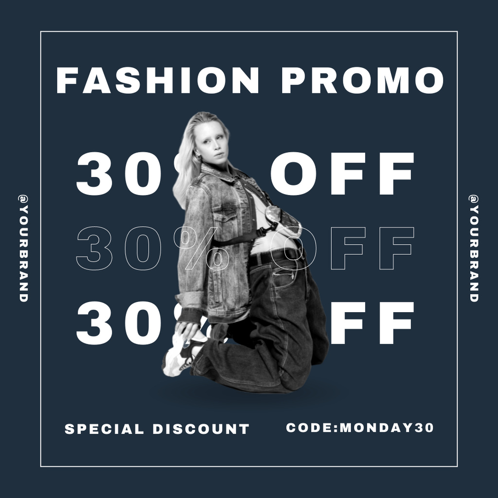 Designvorlage Special Discount Offer with Woman in Stylish Denim für Instagram AD