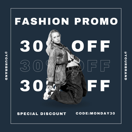 Special Discount Offer with Woman in Stylish Denim Instagram AD Design Template