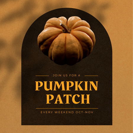 Autumn Event Announcement with Ripe Pumpkin Animated Post Modelo de Design