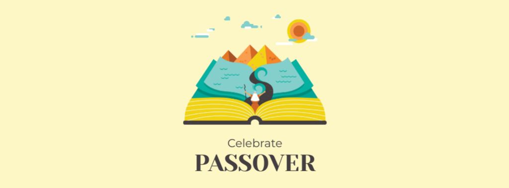 Passover Celebration with Open Book Facebook cover tervezősablon