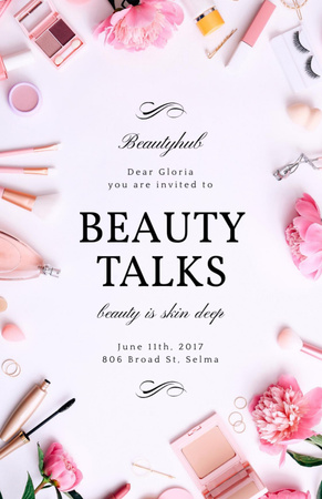 Platilla de diseño Beauty Event Announcement With Tender Flowers Invitation 5.5x8.5in