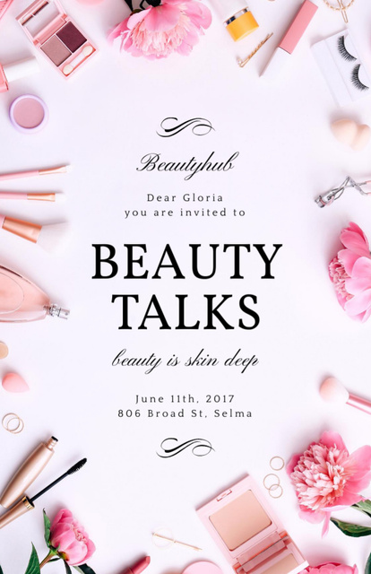 Exquisite Beauty Event With Tender Flowers Invitation 5.5x8.5inデザインテンプレート