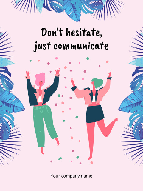 Designvorlage Motivation of Communication with Cheerful Women für Poster 36x48in