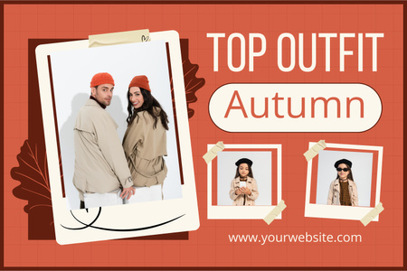 Aile İçin En İyi Sonbahar Kıyafetleri Seti Mood Board Tasarım Şablonu