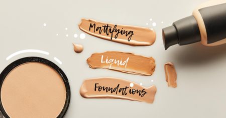 Platilla de diseño Makeup Foundations review Facebook AD