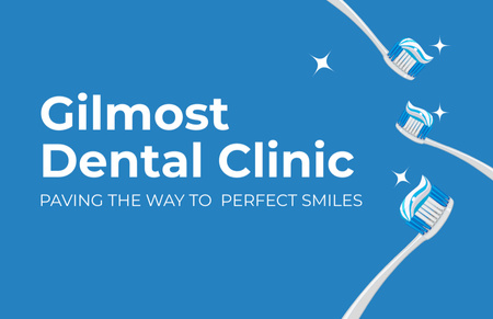 Fogászati klinika hirdetése fogkrémmel a fogkefén Business Card 85x55mm tervezősablon