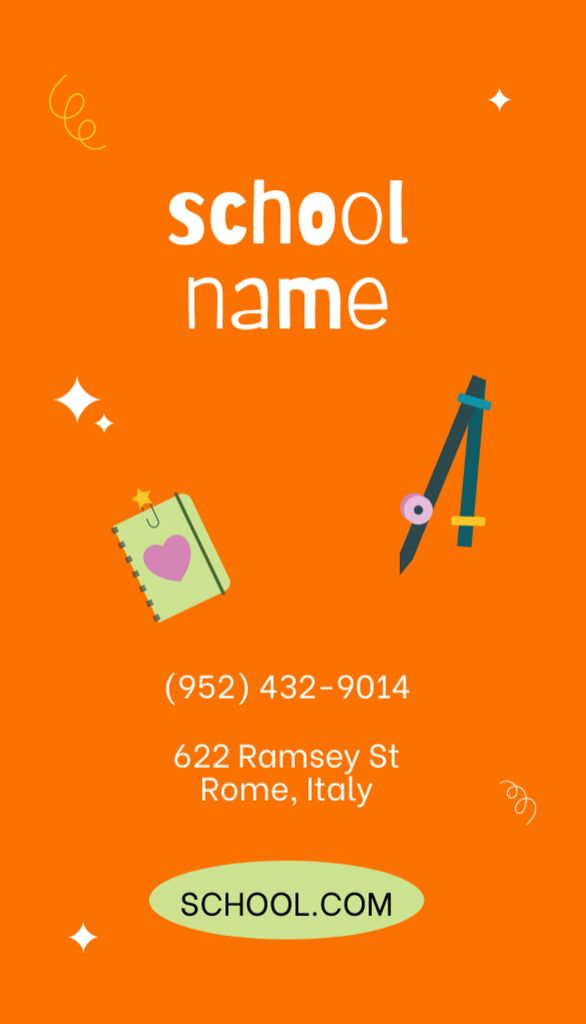 Platilla de diseño School Contact Details Business Card US Vertical