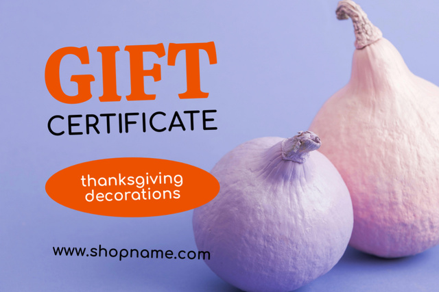 Thanksgiving Holiday Decorations Offer Gift Certificate Šablona návrhu