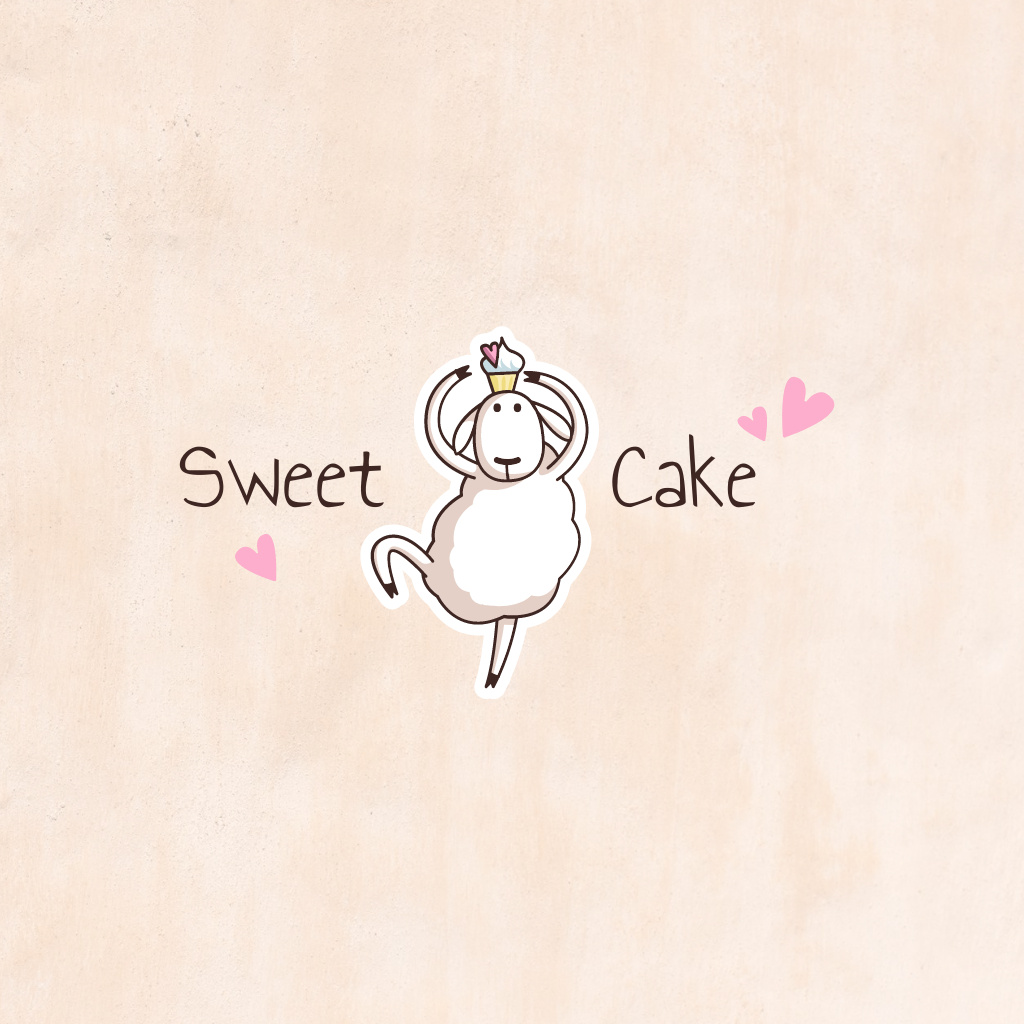 Bakery Ad with Funny Sheep Logo Design Template