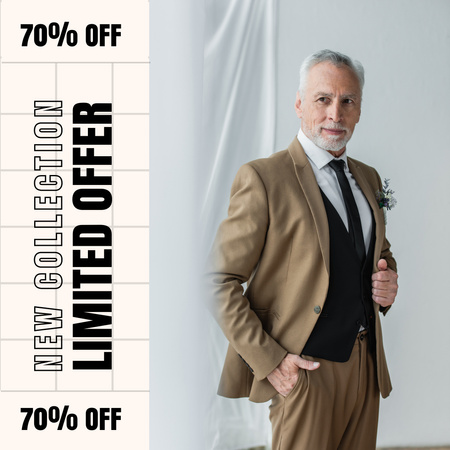 Formal Suits Collection Offer For Seniors With Discount Instagram Design Template