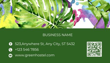 Özel Durumlarda Kullanım Yeşil Çiçekli Teşekkürler Business Card US Tasarım Şablonu